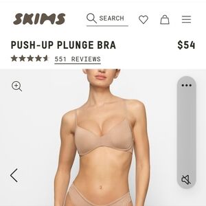 SKIMS Women's Push Up Plunge Bra Clay 38DDD NWT